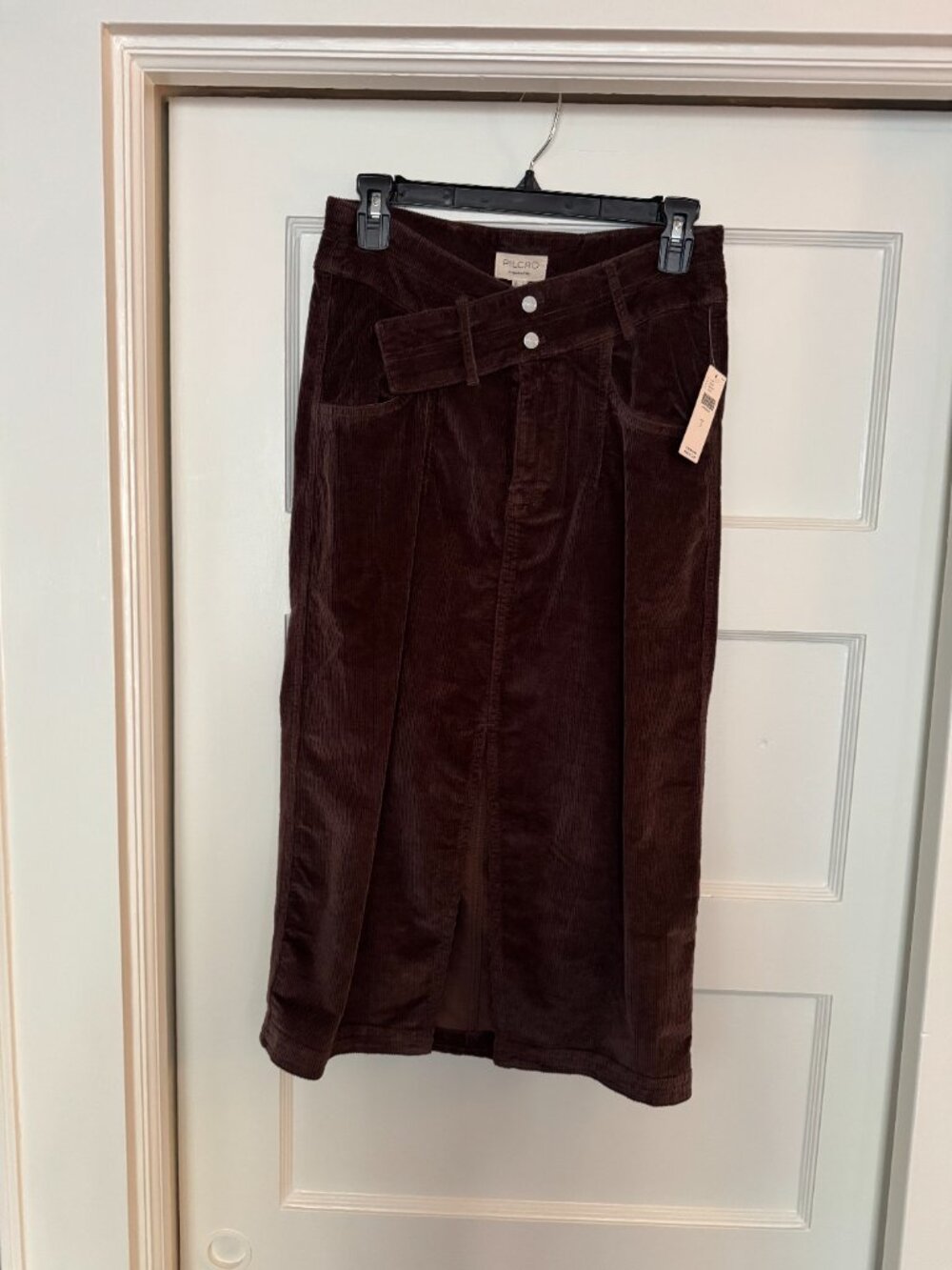 NWT Anthropologie PIlcro Double Waist Corduroy Midi Skirt, Front Slit - Picture 10 of 10